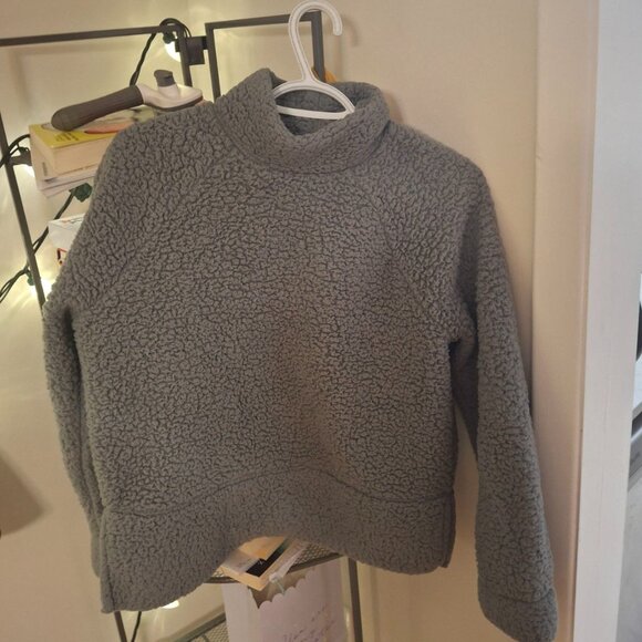 Gap Gray Sherpa Fleece Mock Neck Pullover - Women's Size XXS (XXS Petite) - Picture 5 of 5